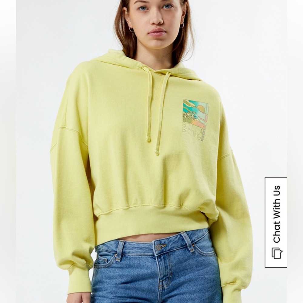 Billabong cropped hoodie. Mix of lime yellow/green